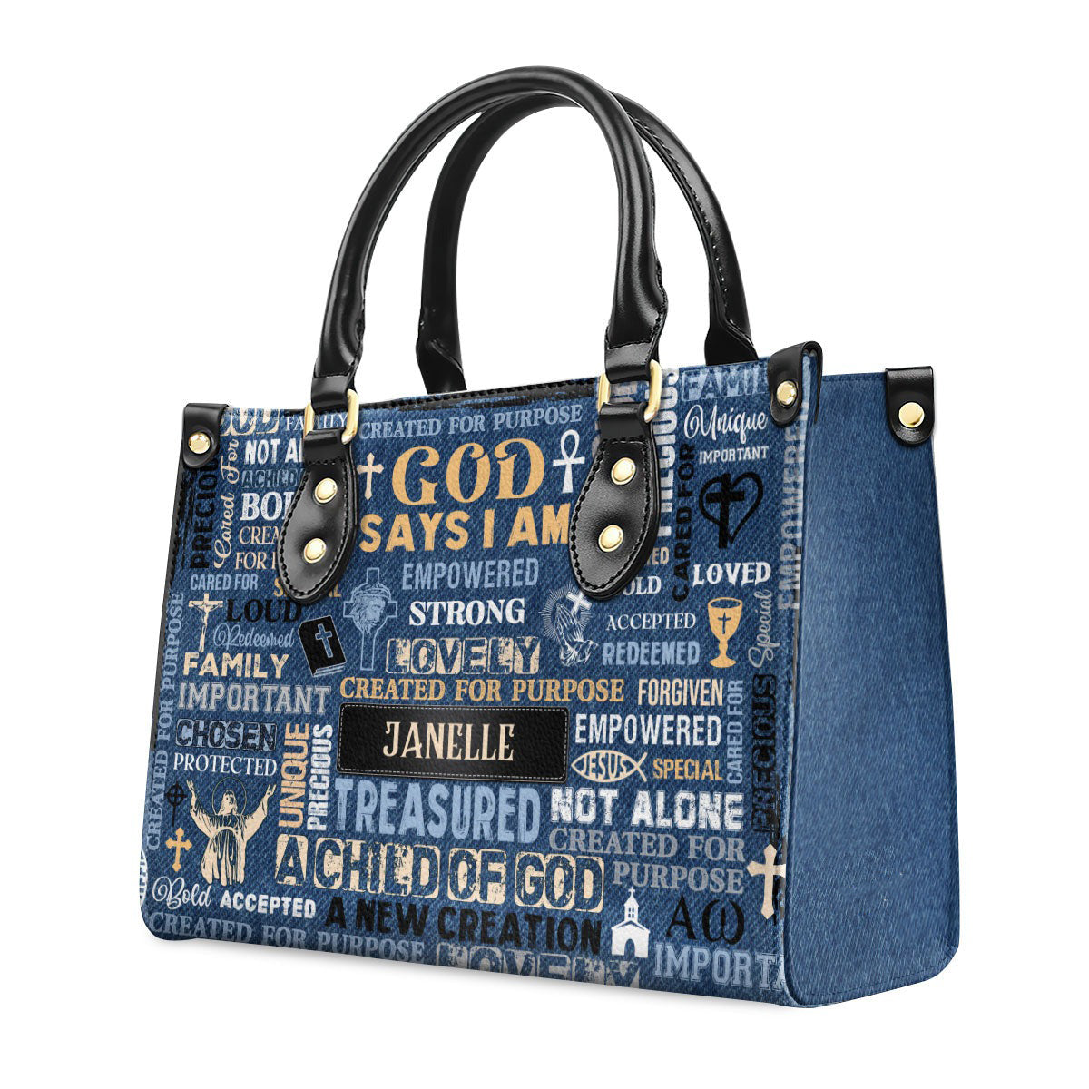 Personalized Christian Leather Handbag, God Says I Am Purse, Scripture Faith Handbag, Inspirational Religious Gift for Women BLAF39